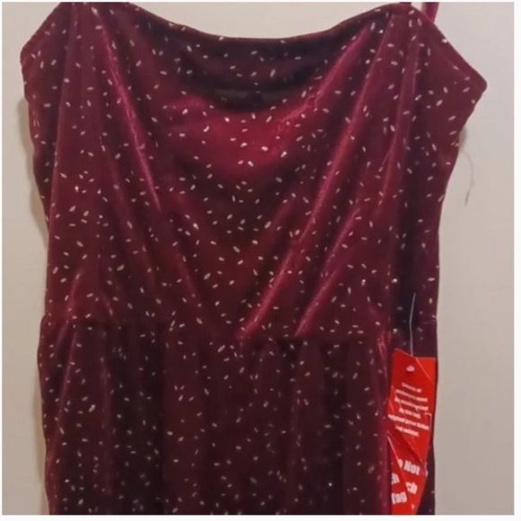 Speechless Wine Cranberry Velvet Jumpsuit Glitter Confetti - Picture 4 of 8